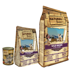Беззерновой сухой корм Natural Greatness Wild 4 вида мяса для собак всех возрастов и пород, с индейкой, уткой, курицей и кроликом, высокая активность + консерва в подарок (12,4 кг)