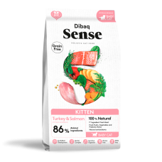 Сухой корм Dibaq Cat & Kitten для котят (до 12 месяцев) и кошек во время беременности и кормления всех пород, чувствительное пищеварение, индейка с лососем